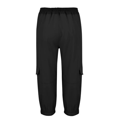 Women's High Waist Cargo Pants Summer Casual Solid Color Elastic Waist Capri Pants Bermuda Shorts with Pockets4