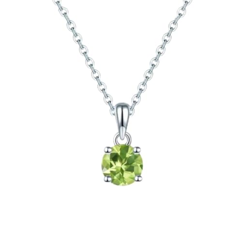 Pendentif péridot rond 6mm véritable pierre précieuse verte et chaîne