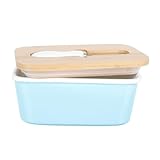 Pratique rectangulaire : beurrier en porcelaine au design allongé permettant d'économiser de l'espace sur le réfrigérateur et le comptoir, beurrier transparent, beurrier couvert