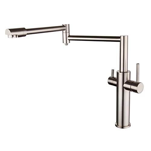 Robinet cuisine 3 voies inox brossé mitigeur eau filtrée chaude froide design haut - 2