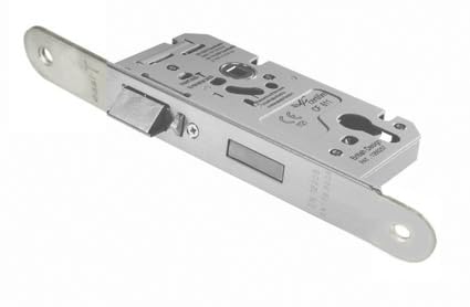 Kooples Hardware Easi-T DIN Euro Profile Escape Lock – Reversible Stainless Steel Mortice Lock – Emergency Exit Door Lock with Strike Plate (Radius, Stain Stainless Steel, 85mm x 150mm x 60mm x 72mm)