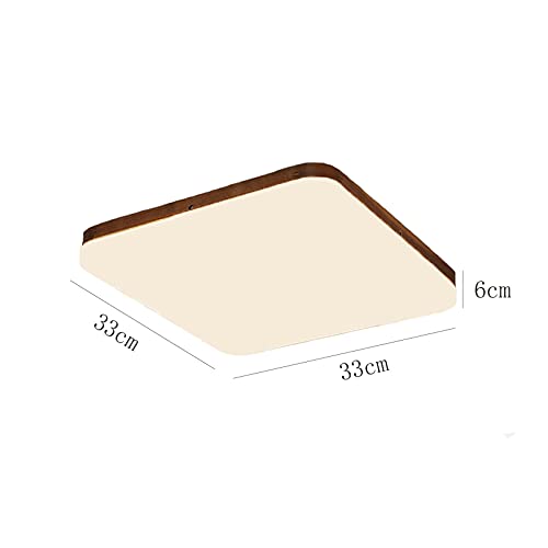 Plafonnier bois LED trois tons à intensité variable et design carré moderne 43cm