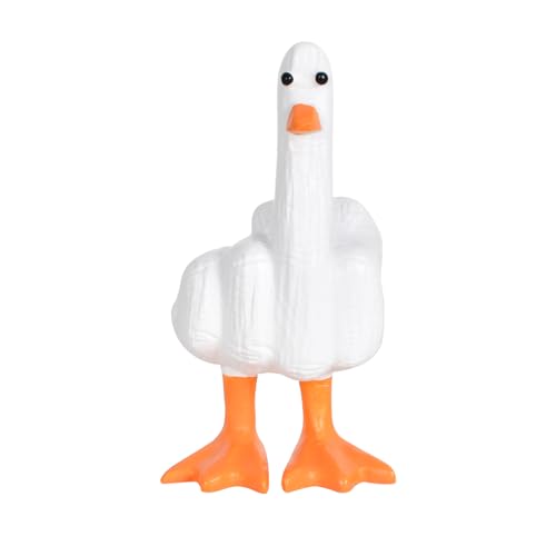 Estatua de Pato de Dedo Medio Divertido pequeño Pato Resina Estatuilla Ornamento Decoración Resina Artesanía Decoración Escultura Estatua para Oficina en Casa Escritorio Regalo de