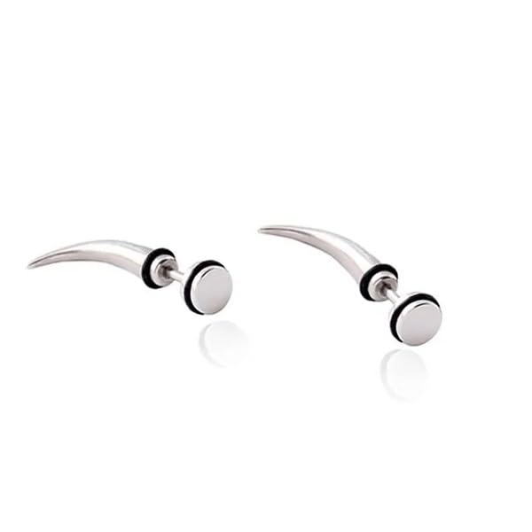 El Regalo 2Pcs Punk Stainless Steel Ear Stud Earrings for Boys/Men- Horn Style Spike Mens Cool Gothic Hippie Earrings (2 Silver) (B0D1GPGSY4) Amazon Price History, Amazon Price Tracker