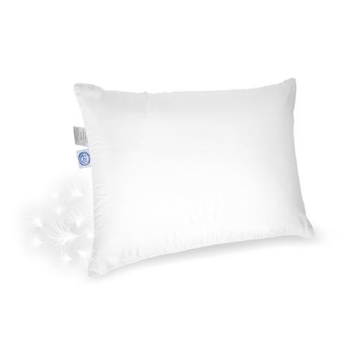 East Coast Bedding Almohadas de plumón de ganso – Almohadas de plumón de tamaño estándar – Juego de 1 paquete – Almohada de plumas de plumón 550 relleno de algodón de potencia