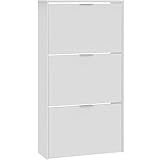 ENTREGA A PIE DE CALLE Mobelcenter - Mueble Zapatero 3 Puertas Abatible - Armario Zapatero 3 Puertas Abatibles Blanco Brillo - Capacidad 18 Pares de Zapatos - Medidas: Ancho: 60 cm x Fondo: 22 cm x Alto: 113 cm - (1268)