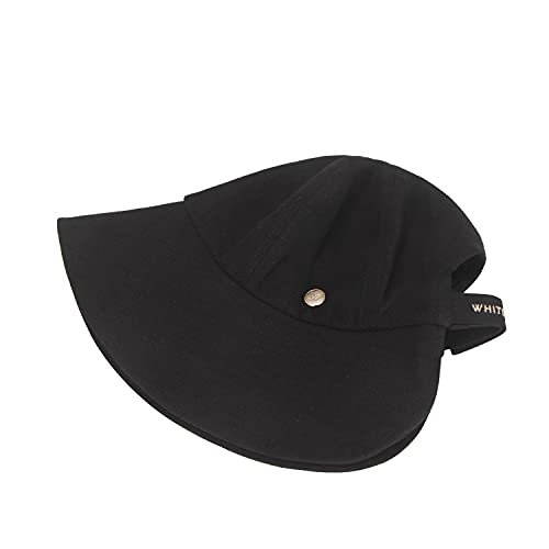 White Sands Moja Linen Victorian Bonnet Hat Sun Cap, Foldable Summer Visor | New Katy | Black #TOP4