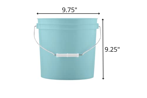 House Naturals 2 Gallon Aqua Food Grade BPA Free Made in USA Buckets pails with White Screw On Lids(Pack of 3)