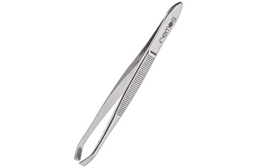 REMOS Pince à épiler en acier inoxydable avec pointe inclinée & coudée - 8 cm