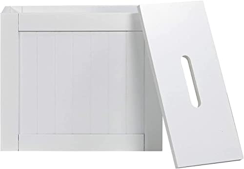 Yorkshire Homeware Slimline Wooden Multi-Purpose Bathroom Storage Unit, Toilet Roll Paper Cabinet, Compact Wooden Shaker Bathroom Box (White)