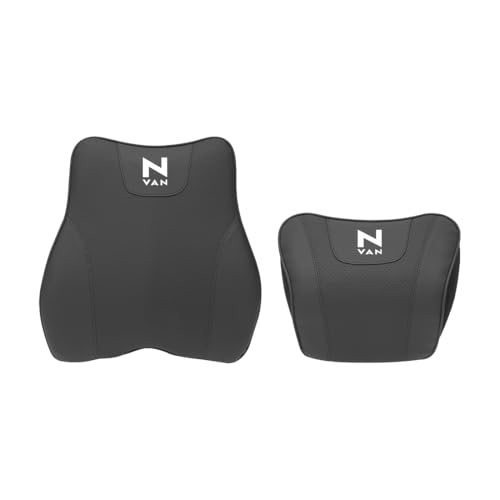 N-VAN 適用 車用 クッション 首枕 ランバーサポート 疲労軽減 体圧分散 専用ロゴ付き NVAN JJ系 e: FUN L4 L 対応 腰枕 サポート 快適な通気性 背もたれ ネックピロー アクセサリー 長時間運転対策(N-VAN 適用,首枕+腰枕・