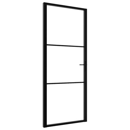 Porte intérieure Verre ESG et aluminium 83x201,5 cm Noir