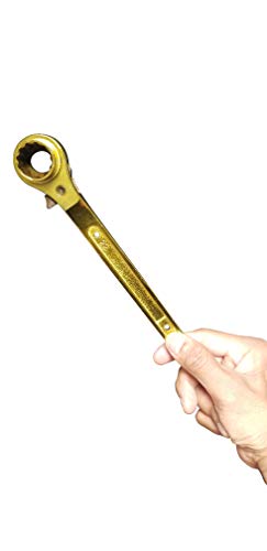 MRNOLA Scaffold Ratchet Gold Wrench Solid Spanner 19mm/22mm/Hexagon Scaffold Podger Ratchet Spanner Ratcheting Socket Wrench 3/4-7/8