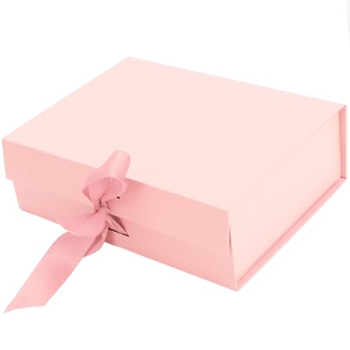 Premium Magnetic Closure Gift Box with Ribbon - 32 x 26 x 9 cm - Elegant Packaging for Gifts, Christmas, Birthdays, Weddings, Hampers. Perfect Empty Gift Boxes for Presents - Large (Pink)