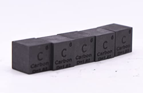 Image of 0.39 inch 10mm Carbon Cube C up to 99.9% Pure Periodic Table Element Engraved Density Collection Science Education Display Block Cube + Acrylic Case Box - 1PC
