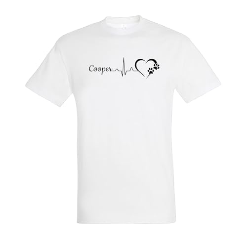 T-SHIRT Herzschlag Hund PERSONALISIERT mit Namen SHIRT SPRUCH SHIRT 100% Baumwolle GRÖßE M - 4XL