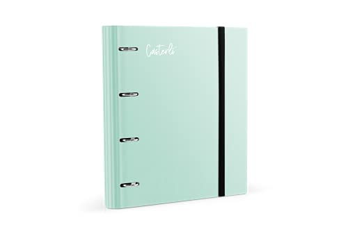 Casterli 72991 - Carpeta 4 anillas troquelada color Basic, Tapa forrada mate, Tamaño 320 x 275 x 40 mm, colores surtidos, Anillas de 40mm (VERDE CLARO)