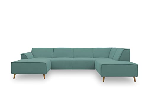 DOMO. collection Wohnlandschaft Jules FK, skandinavisches Sofa mit Federkern, Couch in U-Form mit Holzfüßen, 333 x 191 x 81 cm (BxTxH), Longchair links, mint DOMO. collection Wohnlandschaft Jules FK, skandinavisches Sofa mit Federkern, Couch in U-Form mit Holzfüßen, 333 x 191 x 81 cm (BxTxH), Longchair links, mint