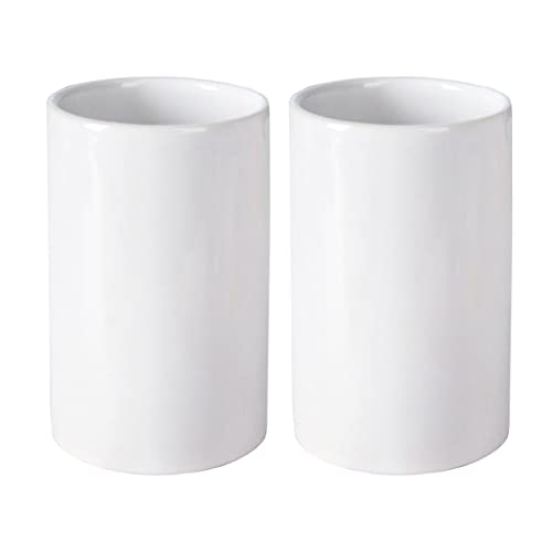Gaolinci 2 Pcs Simple Solid Color Ceramic Mouthwash Cups, Bathroom Brushing Cup, 9 Oz