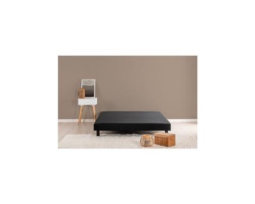 Finlandek rakenne sommier tapissier 140x190cm - 2 Personnes - 12 Lattes Fixes - Noir