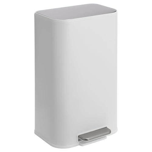 Caneca de basura rectangular blanca 8 galón acero inoxidable