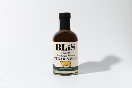 BLiS Blast Bourbon Barrel Aged Steak Sauce – Gourmet Hot Pepper & Molasses Finishing for Grilled Meats, BBQ & Marinade – Premium Craft Steak Sauce – 250ml 8.45 oz