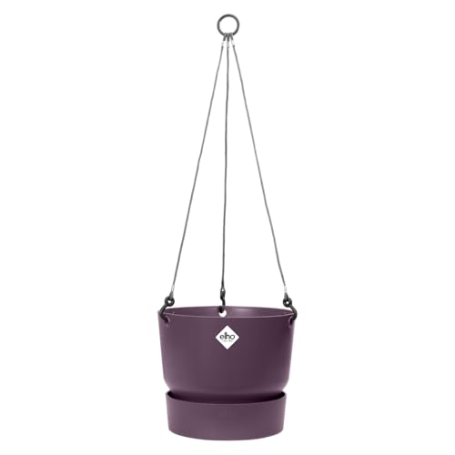 elho Greenville Hängeampel 24 - Blumentopf Hängend - Pflanzentopf für Balkon & Außen - 100% recyceltes Plastik - Ø 23.5 x H 20.5 cm - Lila/Vintage Pflaume