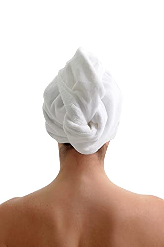 Hair Towel For Women - 100% Organic Turkish Cotton Hair Towel Wrap For Women (White) #TOP7