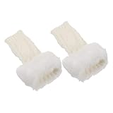Hohopeti Calentadores de Brazos de Punto Medio, Guantes sin Dedos Orificio para Pulgar, Mitones Peludos de Piel Sintética para Mujer, Cálidos y Elásticos para Oficina y Uso Diario