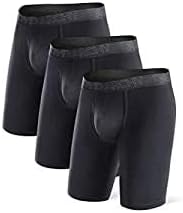 Mens Boxer Briefs 40S Bamboo Fibre Breathable Soft Men's Trunks with Open-Fly Long Underwear Boxer Shorts