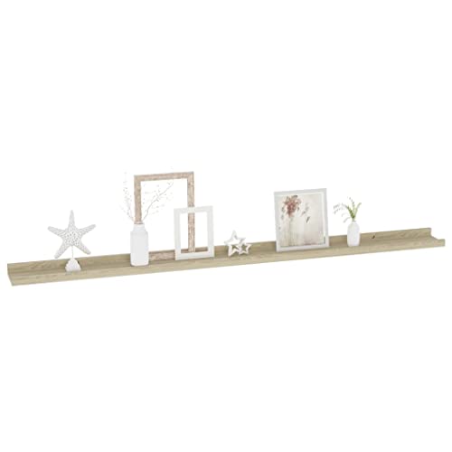 Estanterías de pared roble Sonoma para decorar salones modernos con repisas de 115cm 4