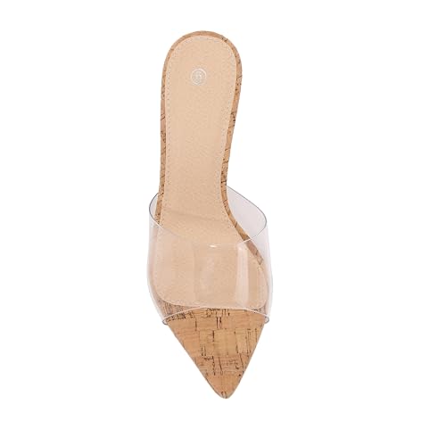 Image of Women Clear Pointed Toe Sandals Stiletto Heels Transparent Strap High Heels Slip on Mules for Women