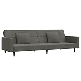 KOIECETA Schlafsofa 2-Sitzer Sofa Couch mit Schlaffunktion Sofabett Gästebett mit 2 Kissen Schlafcouch Bettsofa Wohnzimmer Modern Samt (Dunkelgrau)