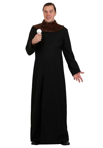 Addams Family Mens Uncle Fester Costume with Black Coat and Light Up Bulb Accessory | Creepy Halloween Cosplay Outfit Large
