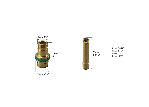 Image of RIVERWELD TIG Wedge Collet 4C series .040 inch 1 /16 inch 3 /32 inch 1 /8 inch 4pcs | Tungsten Adapter Gas Saver 4C040GS , 4C116GS , 4C332GS , 4C418GS for SR WP 17 18 26 TIG Welding Torch