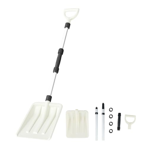 GOPLUS Schneeschaufel, Schneeschieber breites 260 mm, 116,5 cm Langer Schaufel Winter mit Aluminiumstiel und D-Grip, Schneeräumer robust für Einfahrt, Gehweg & Bürgersteig, Weiß