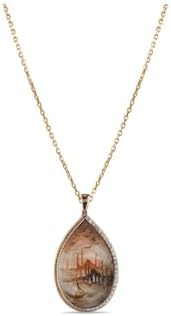 Lial Diamond 0.18 Karat Gerçek Pırlanta İstanbul Desenli Kolye Sertifikalı Mücevher, Sarı Altın - Görsel 3