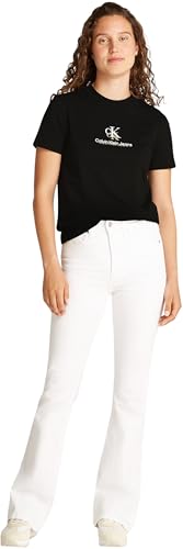 Calvin Klein Damen T-Shirt Kurzarm Shadow Graphic Tee Regular Fit, Schwarz (Ck Black), S – Ansicht 4