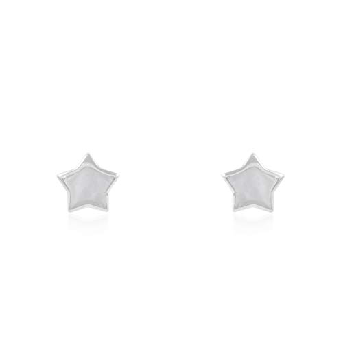 Pendientes de Plata Estrella lisa Mondepetit de primera ley con cierre de seguridad 2