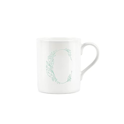Purely Home Floral Green Letter C Mug - Fine Bone China Small Coffee Tea Mug Present Personalised Initial Gift - Image 2