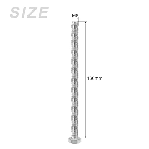Image of METALLIXITY Hex Head Screws Bolts, Nuts, Flat & Lock Washers Kits (M8-1.25x130mm) 5 Set, Stainless Steel Fully Threaded Machine Screws Bolt Set - for Home Appliance Equipment