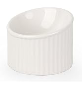WoofinPets White Raised Cat Bowls - Ceramic Tilted Elevated Cat Food or Water Bowl for Cats and D...