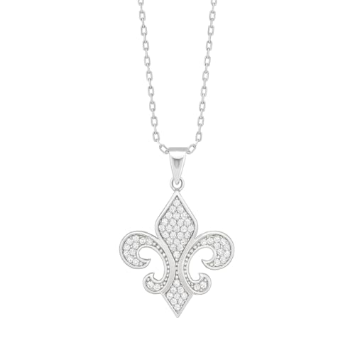 TALISMAN JEWELLERY Pendentif en Argent Sterling 925 et Oxyde de Zirconium - Fleur de Lys (16 MM)
