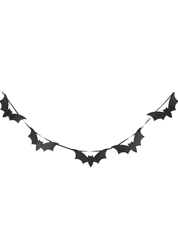 HENBRANDT Halloween Bat Bunting Decoration - 3M Long Black Gothic Party Banner Spooky Hanging Garland for Haunted House Party Decor Events