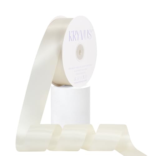 Antique White Satin Ribbon, Double Faced 1-1/2 Inch X 50 Yards White Ribbon