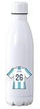 C&P Botella futbol personalizada, Botella de agua acero inoxidable térmica de doble Capa bebidas frías 24h y Calientes 12h, Capacidad 500 ml (Malaga)