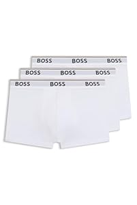 BOSS Hugo Herren Trunk 3p Co/EL Boxershorts, New - White100, M