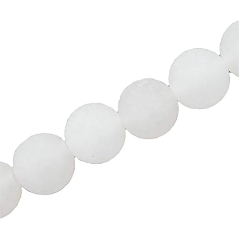 Matte gemstone beads for jewelry making, sold per bag 5 strands inside (Matte white jade, 6mm) Cover
