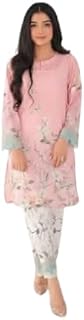QARVO Peach Hue Floral Printed Co-Ord Set for Women with Digital Cut Print Sleeves| Premium Rayon Kurta & Palazzo Set | St... Price In India
