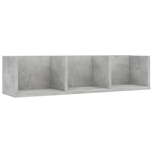 Vopese CD-Wandregal Betongrau 75x18x18 cm Holzwerkstoff Schallplattenschrank, Medienaufbewahrung 801314